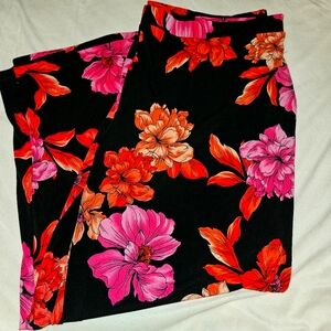 Petite 1X wide leg, floral print pants (lot of 2)